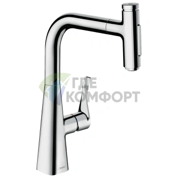 Кухонный смеситель Hansgrohe Metris Select M71 с вытяжным душем, хром (73822000) - фото 1