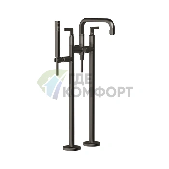Напольный смеситель для ванны GESSI INCISO с ручным душем, цвет Black Metal Brushed PVD (58029#707) - фото 1
