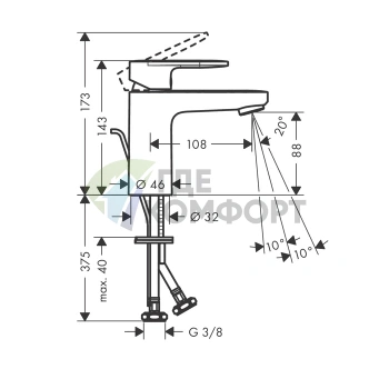Смеситель для раковины Hansgrohe Vernis Blend матовый черный с донным клапаном (71585670) - фото 2
