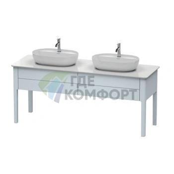 Напольная тумба Duravit Luv для двух раковин 743×1788×570 мм, 2 выдвижных ящика, светло-голубой шелковисто-матовый (LU9562B9797) - фото 1