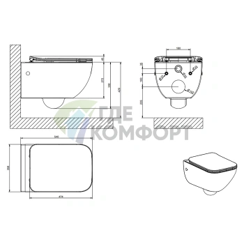 Унитаз подвесной GESSI Origini Total Look с микролифтом и сифоном, цвет Matt White Ceramic (39118#531) - фото 2