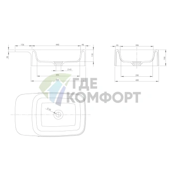 Раковина настольная KNIEF Pride 67x40x15 см, белая матовая, без отверстия под смеситель - фото 2