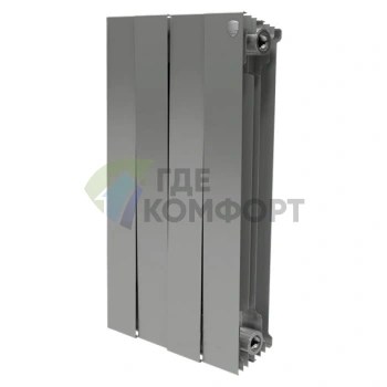 Радиатор биметаллический Royal Thermo Piano Forte 500 Silver Satin 4 секции-серебристый - фото 1