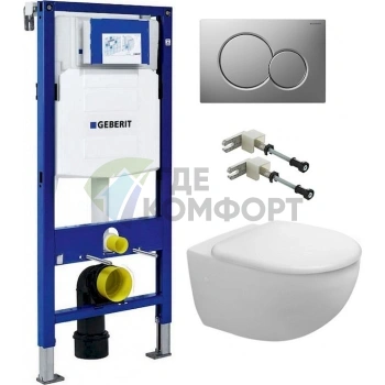 Комплект Система инсталляции для унитазов Geberit Duofix UP320 111.300.00.5 + Кнопка смыва Geberit Sigma 01 115.770.46.5 матовый хром + Крышка-сидень