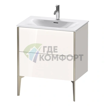 Тумба подвесная Duravit XViu 591x710x480 мм, 2 ящика, белый глянцевый/champagne matt (XV43010B122) - фото 1