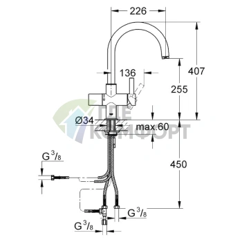 Смеситель Grohe Blue для кухни с подачей холодной, горячей и фильтрованной воды - фото 3