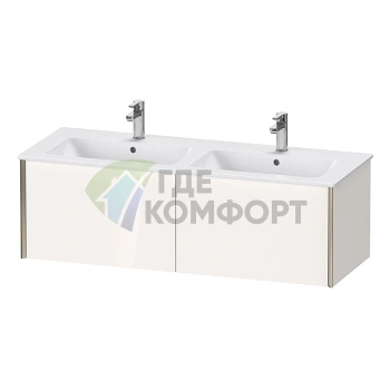 Подвесная тумба Duravit XViu 400x1280 для двойной раковины, 2 ящика, белый глянцевый/шампань мат (XV40290B122) - фото 1