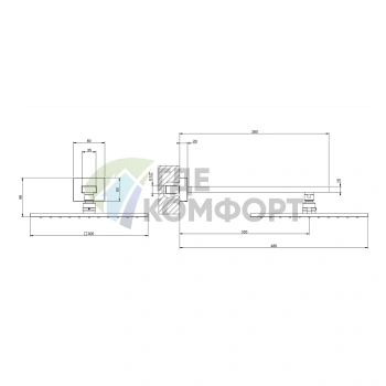 Верхний душ Gessi Rettangolo 300x300 мм для настенного монтажа, черный (15185#299) - фото 2
