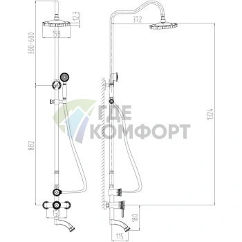 Душевая стойка Lemark Jasmine LM6662ORB