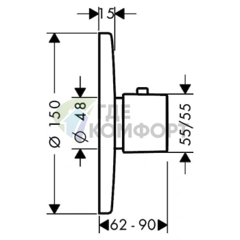 Термостатический смеситель для душа Hansgrohe Metris Ecostat E 31570000 - фото 2