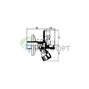 Угловой вентиль с фильтром Gattoni Accessori 1/2 x 3/8 без цанговых гаек, хром (1220/00C0) - фото 2