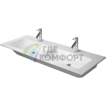 Двойная раковина Duravit ME by Starck для мебели, белая, 1300x490 мм, с переливом и 3 отверстиями под смеситель (2336130030) - фото 1
