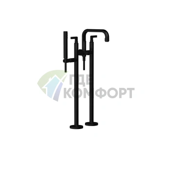 Напольный смеситель для ванны Gessi Inciso с ручным душем в цвете Black XL (58029#299) - фото 1