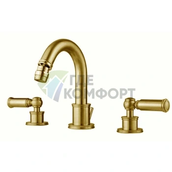 Смеситель для биде Bossini Liberty на 3 отверстия с поворотным изливом, золото (Z001402.021) - фото 1