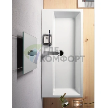Раковина GSI Kube 100x47 см с переливом, 1 отверстие, белая - фото 1