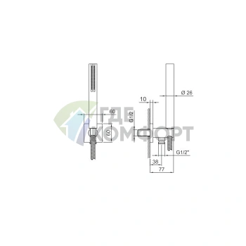 Душевой набор Fantini Milano SUN с лейкой и держателем Matt Gun Metal (86 P5 8052) - фото 2
