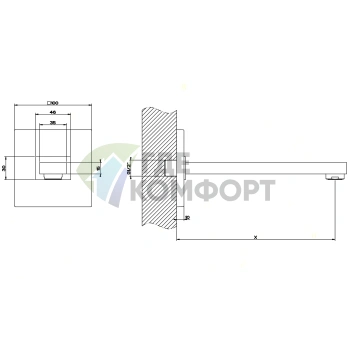 Настенный излив Gessi Rettangolo с возможностью выбора длины, хром (20118#031) - фото 2