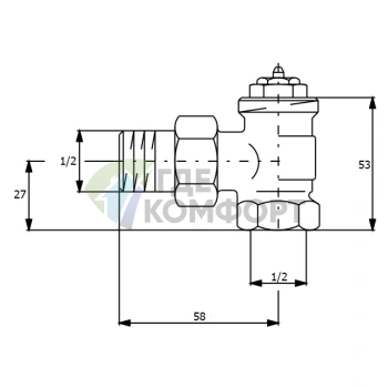 Клапан термостатический Oventrop AV9 1/2 (DN 15) М30х1-5 1183704 угловой - фото 2