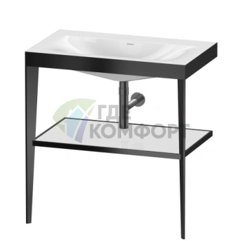 Консоль напольная Duravit XViu с раковиной и полкой, 850x800x480 мм, цвет black matt/white high gloss lacquer (XV4715NB285) - фото 1