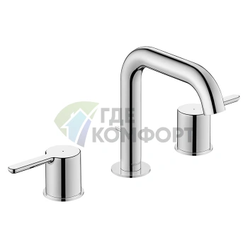 Смеситель для раковины Duravit C.1 на 3 отверстия, излив 140 мм, с донным клапаном, хром (C11060005010) - фото 1
