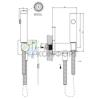 Гигиенический душ GESSI Rilievo настенный, хром (59153#031) - фото 2