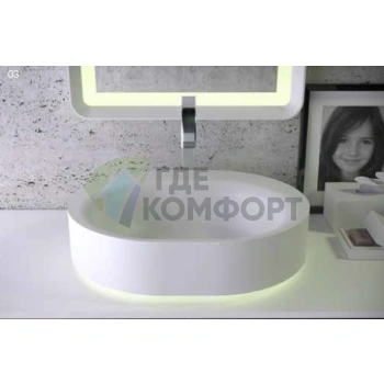 Накладная раковина KNIEF Moon 55х45x16 см с интеллектуальной LED-подсветкой, белая матовая - фото 1