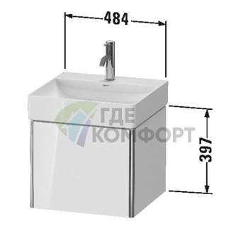 Тумба подвесная Duravit XSquare под раковину с выдвижным отделением, белый глянец (XS405902222) - фото 2