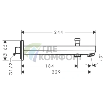 Излив для ванны Hansgrohe Metris S 228 мм, хром (31416000) - фото 2