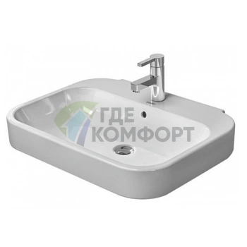 Раковина DURAVIT Happy D2 65х50 см белая с отверстием под смеситель (2316650000) - фото 1