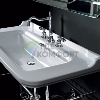 Керамическая раковина Kerasan Waldorf 120х55 см белая с хромированной заглушкой (4144K1bi/cr*1) - фото 3