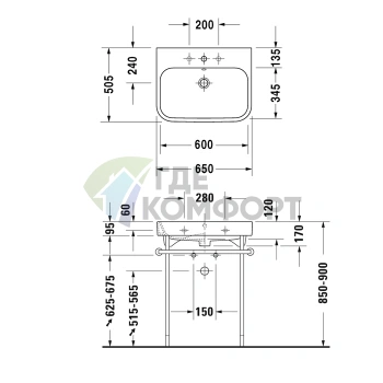 Раковина Duravit Happy D2 для мебели, белая, 650x505 мм (2318650025) - фото 2