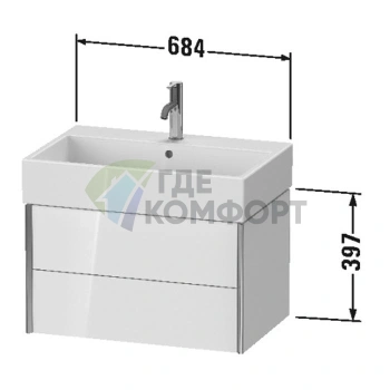 Подвесная тумба Duravit XViu, 2 ящика, белый глянцевый/шампань мат (XV43350B122) - фото 2