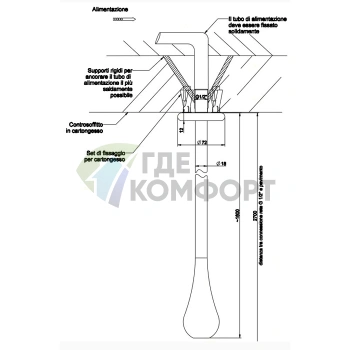 Потолочный смеситель Gessi Goccia с каплевидным изливом и дистанционным управлением, черный (33699#299) - фото 2