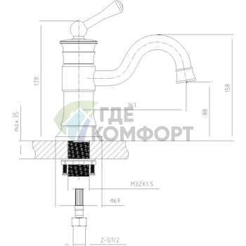 Смеситель для раковины Timo Adelia 6061/00F хромированный - фото 2