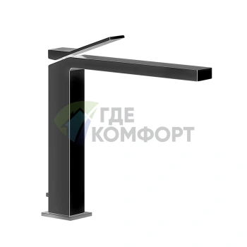 Gessi Rettangolo K Черный Смеситель для Раковины на 1 Отверстие с Донным Клапаном (53003#299) - фото 1
