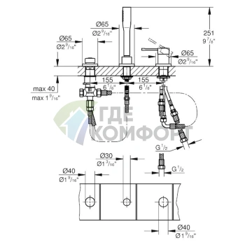 Смеситель Grohe Essence New для установки на борт ванны - фото 3