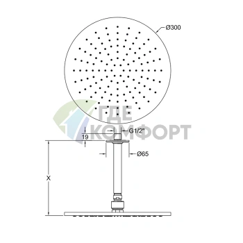 Потолочная шарнирная душевая головка GESSI INCISO 300 мм, хром (58252#149) - фото 2