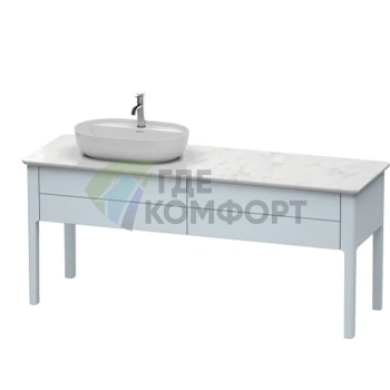 Напольная база Duravit Luv 743x1788x570 с 2 выдвижными ящиками, раковина слева, светло-голубой шелковисто-матовый (LU9563L9797) - фото 1
