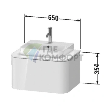 Подвесная тумба Duravit Happy D.2 Plus, 1 ящик, 354x650x480 мм, цвет Stone Grey Satin Matt (HP494009292) - фото 2