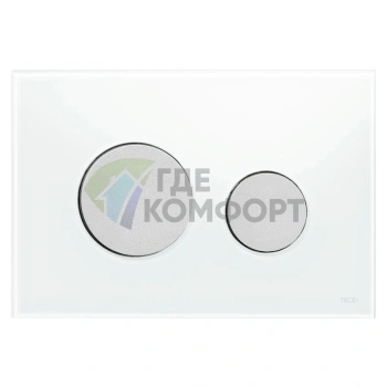 Кнопка смыва TECE Loop 9240659: белое стекло и матовый хром - фото 1