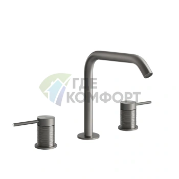 GESSI Смеситель для раковины на 3 отверстия без донного клапана, цвет Steel Brushed (54312#239) - фото 1