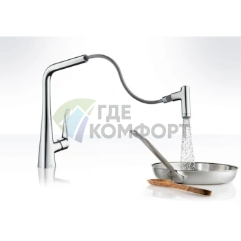 Смеситель Hansgrohe Metris 14820800 для кухни с вращающимся изливом - фото 3