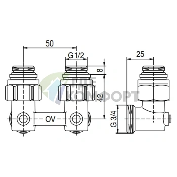 Узел нижнего подключения Oventrop Multiflex F ZB 1/2 AGx3/4 AG 1015884 угловой - фото 2