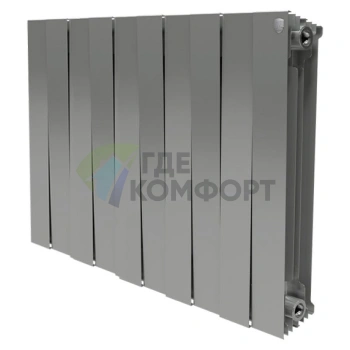 Радиатор биметаллический Royal Thermo Piano Forte 500 Silver Satin 10 секций-серебристый - фото 1