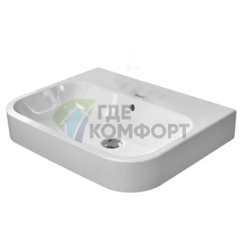 Раковина Duravit Happy D2 с переливом без отверстия 600x460 мм белый (2315600060) - фото 1