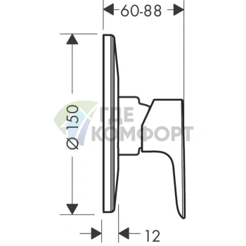 Встраиваемый однорычажный смеситель для душа Hansgrohe Talis E (хром) (71766000) - фото 2