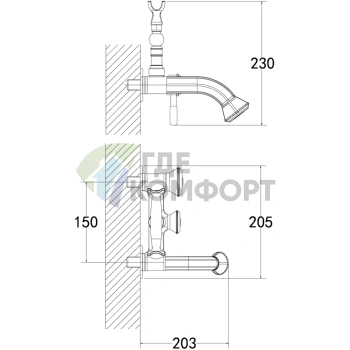 Стильный смеситель Lemark Jasmine LM6612ORB для ванны с душем в золотом исполнении