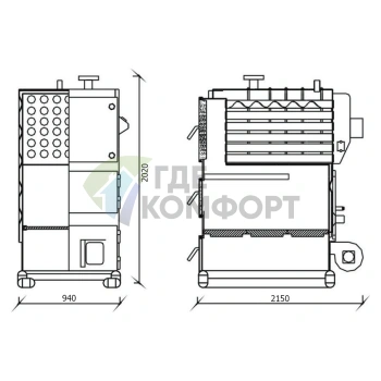 Твердотопливный напольный одноконтурный котел Kentatsu Furst Vulkan Max SR-300 - фото 2