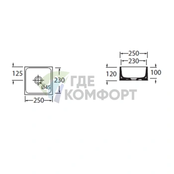 Раковина-чаша Azzurra Geometric квадратная 25x25x12 см без перелива и отверстия под смеситель белая - фото 2