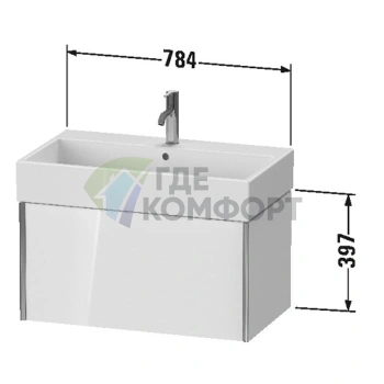 Тумба подвесная Duravit XViu для раковины 235080, 1 ящик, цвет walnut dark/черный матовый (XV42360B221) - фото 2
